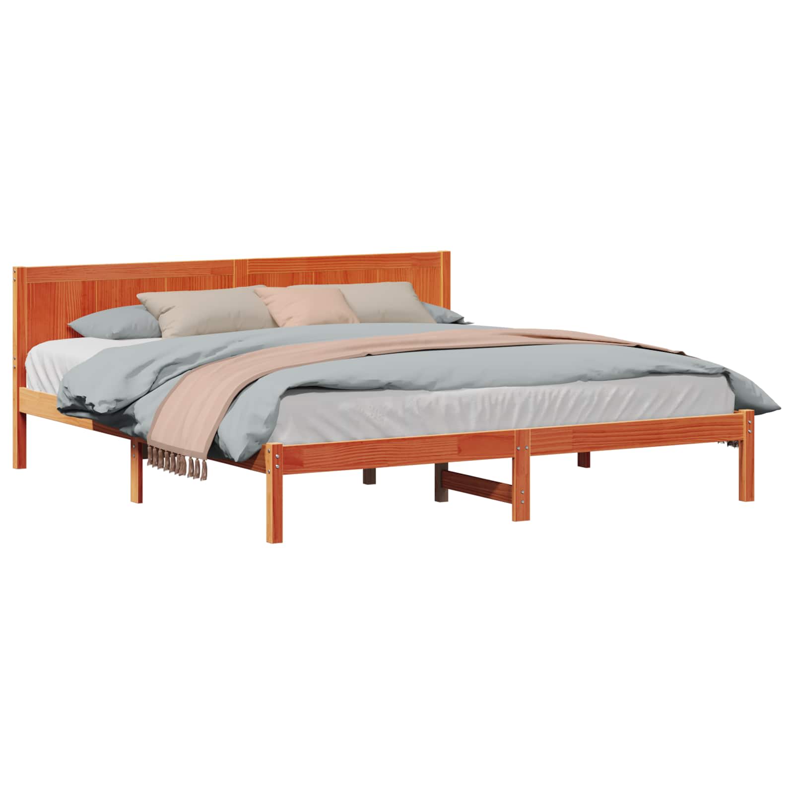 Bedframe Bruin 180 x 200 cm Massief grenenhout