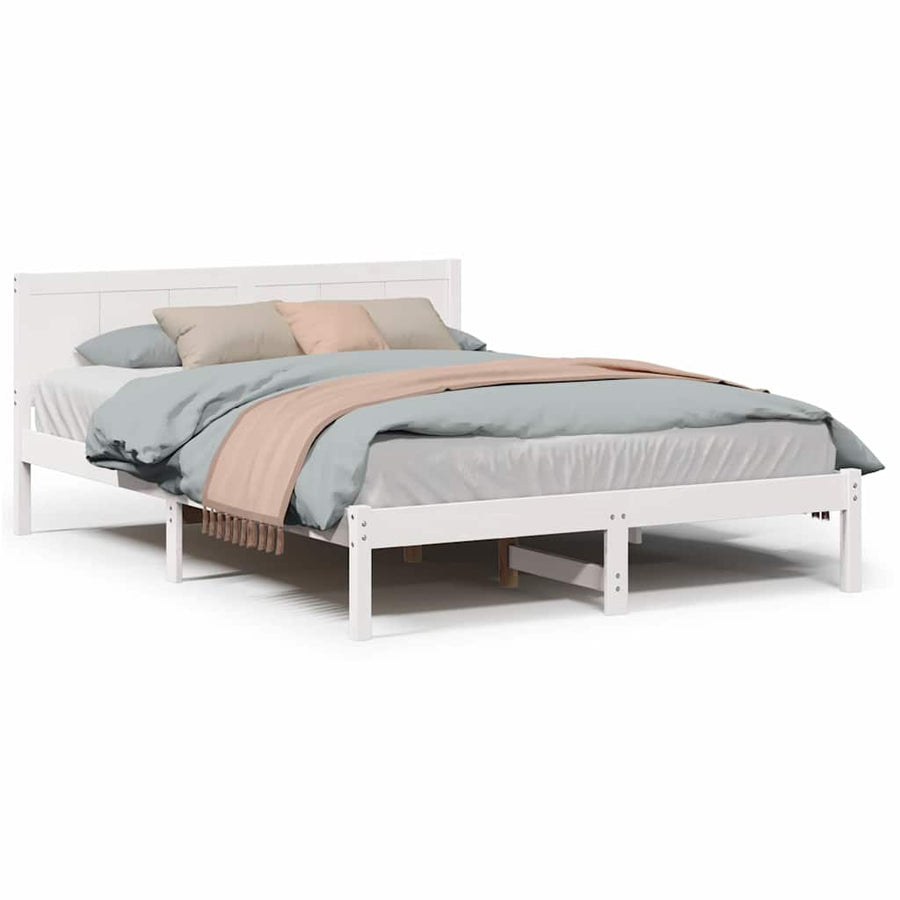 Bedframe Wit 160x200 cm Massief Grenenhout