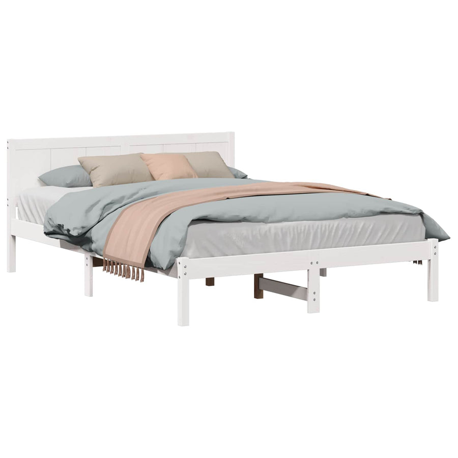 Bedframe Wit 150 x 200 cm Massief grenenhout