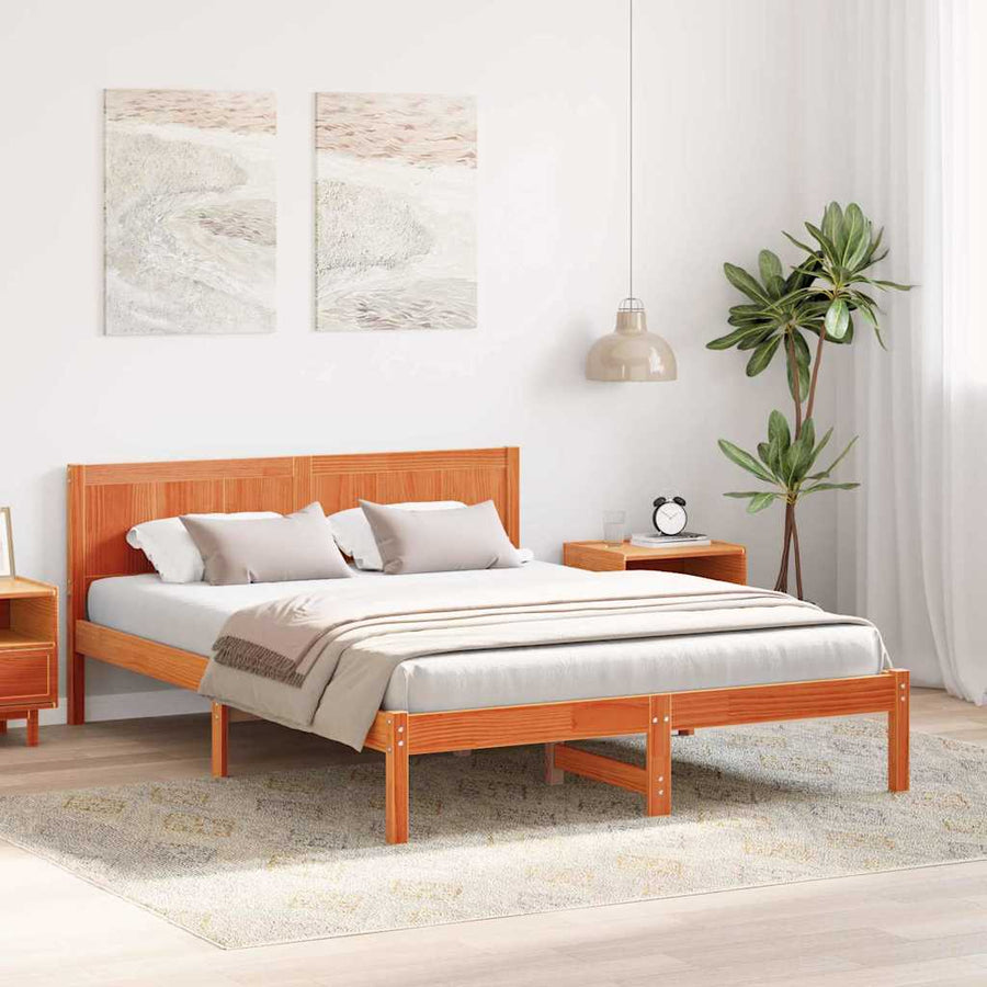 Bedframe Bruin 150 x 200 cm Massief grenenhout
