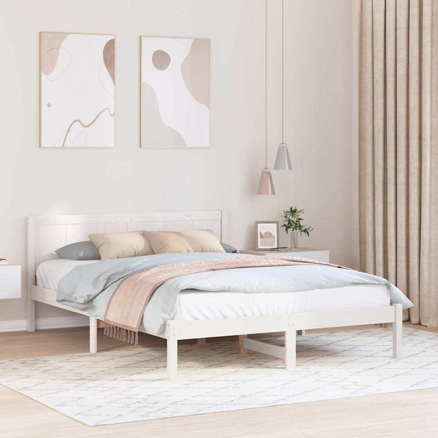 Bedframe Wit 140 x 200 cm Massief grenenhout