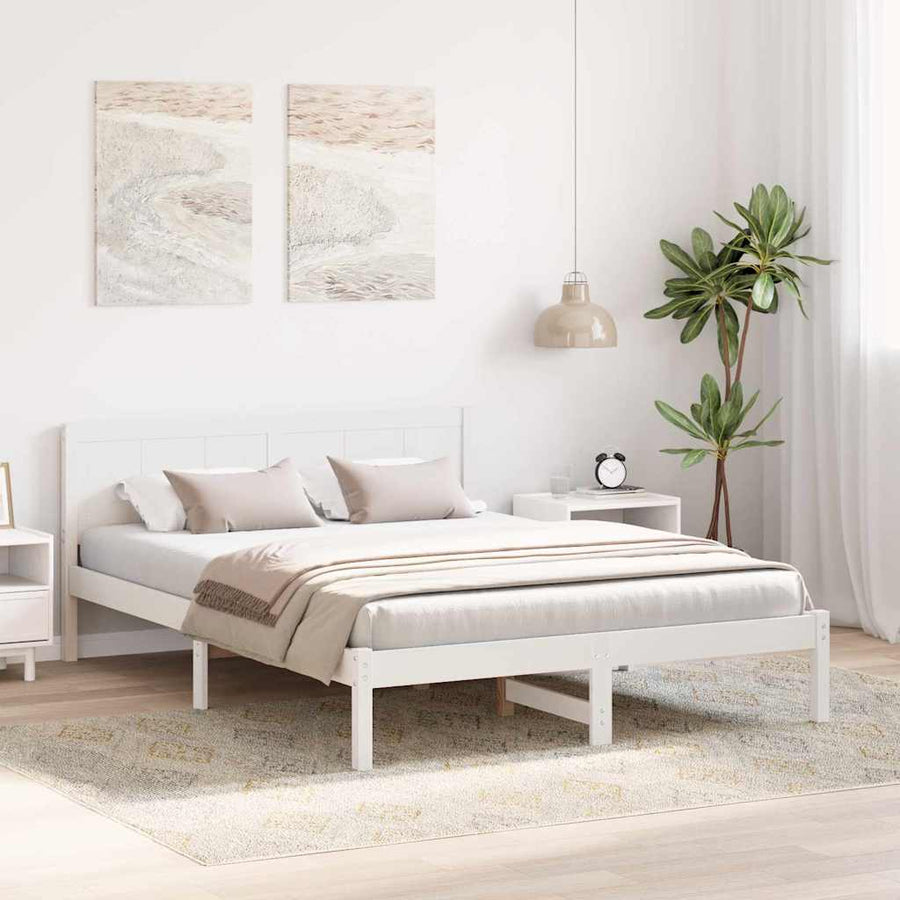 Bedframe Wit 140 x 200 cm Massief grenenhout