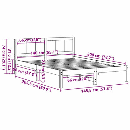 Bedframe Wit 140 x 200 cm Massief grenenhout