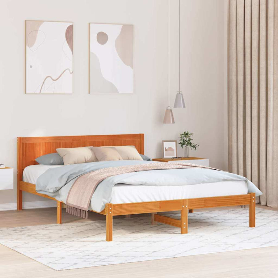 Bedframe Bruin 140 x 200 cm Massief grenenhout