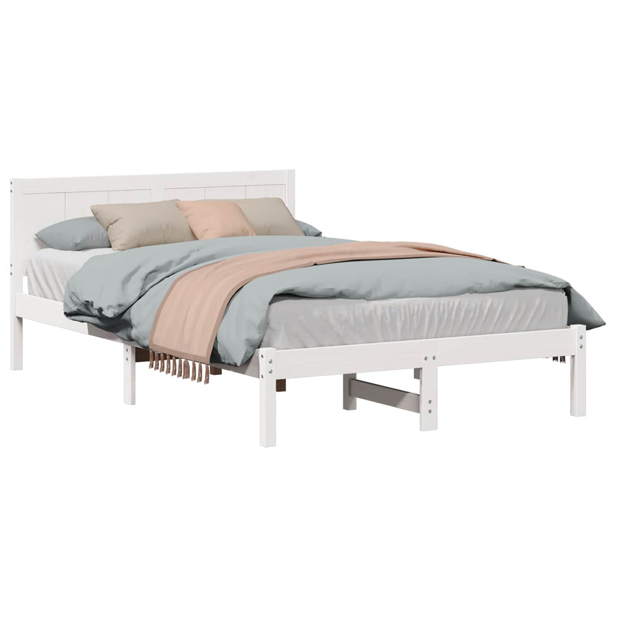Bedframe Wit 140 x 190 cm Massief grenenhout