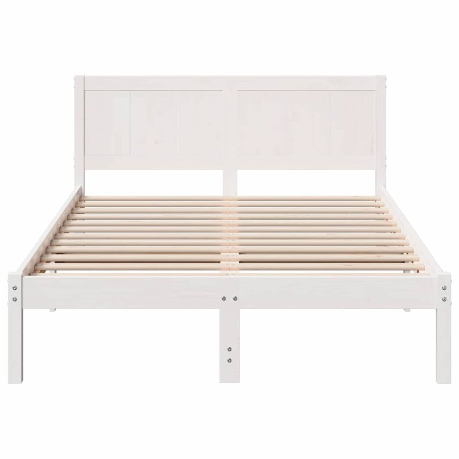 Bedframe Wit 140 x 190 cm Massief grenenhout