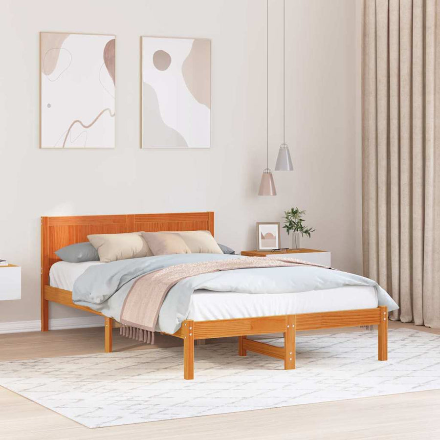 Bedframe Bruin 135 x 190 cm Massief grenenhout