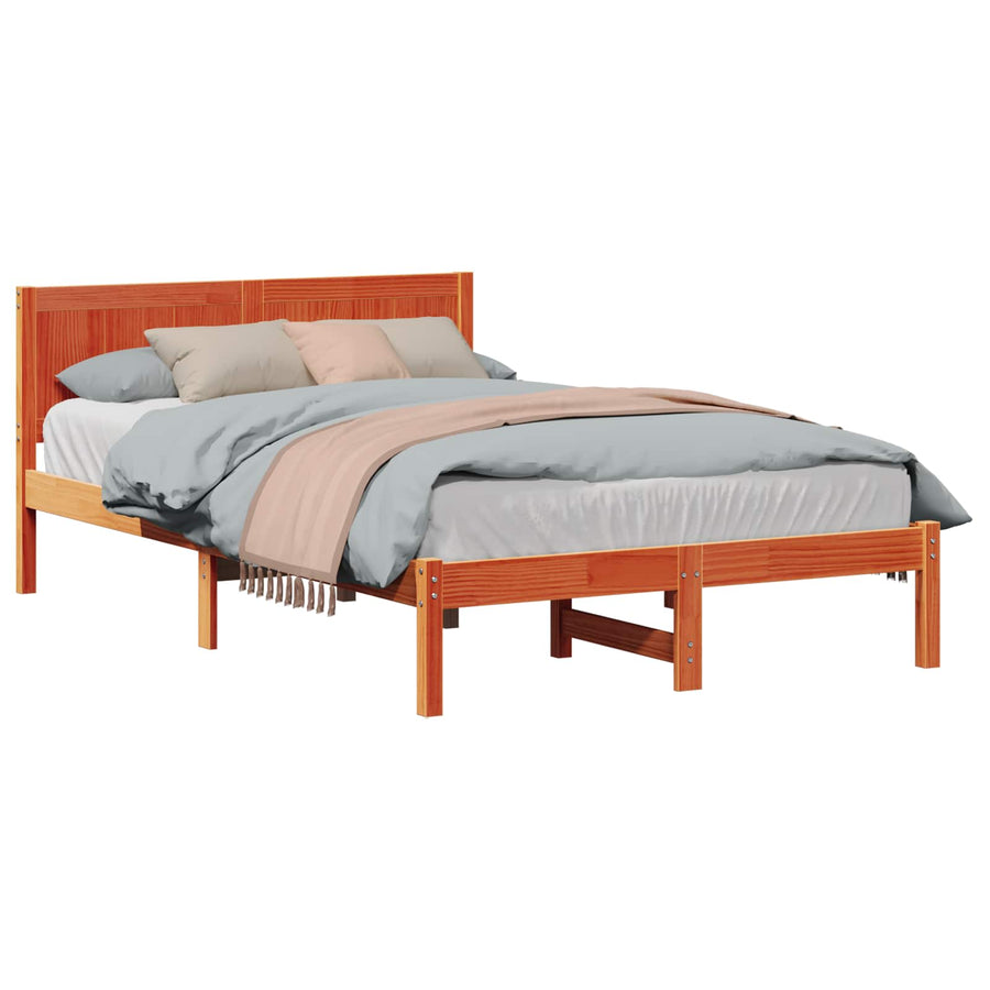 Bedframe Bruin 135 x 190 cm Massief grenenhout
