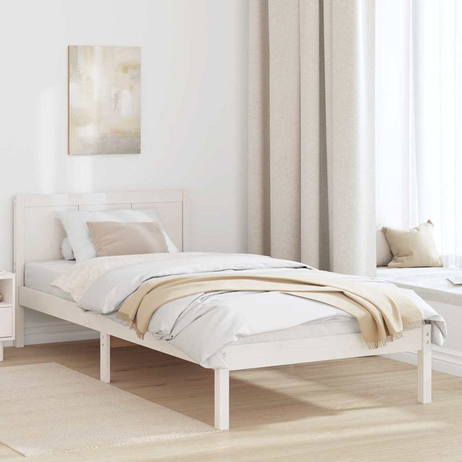 Bedframe Wit 90 x 200 cm Massief grenenhout