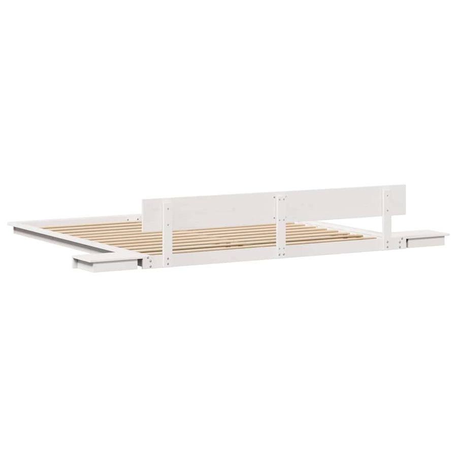 Bedframe met Nachttafels Wit 180x200cm Massief Hout