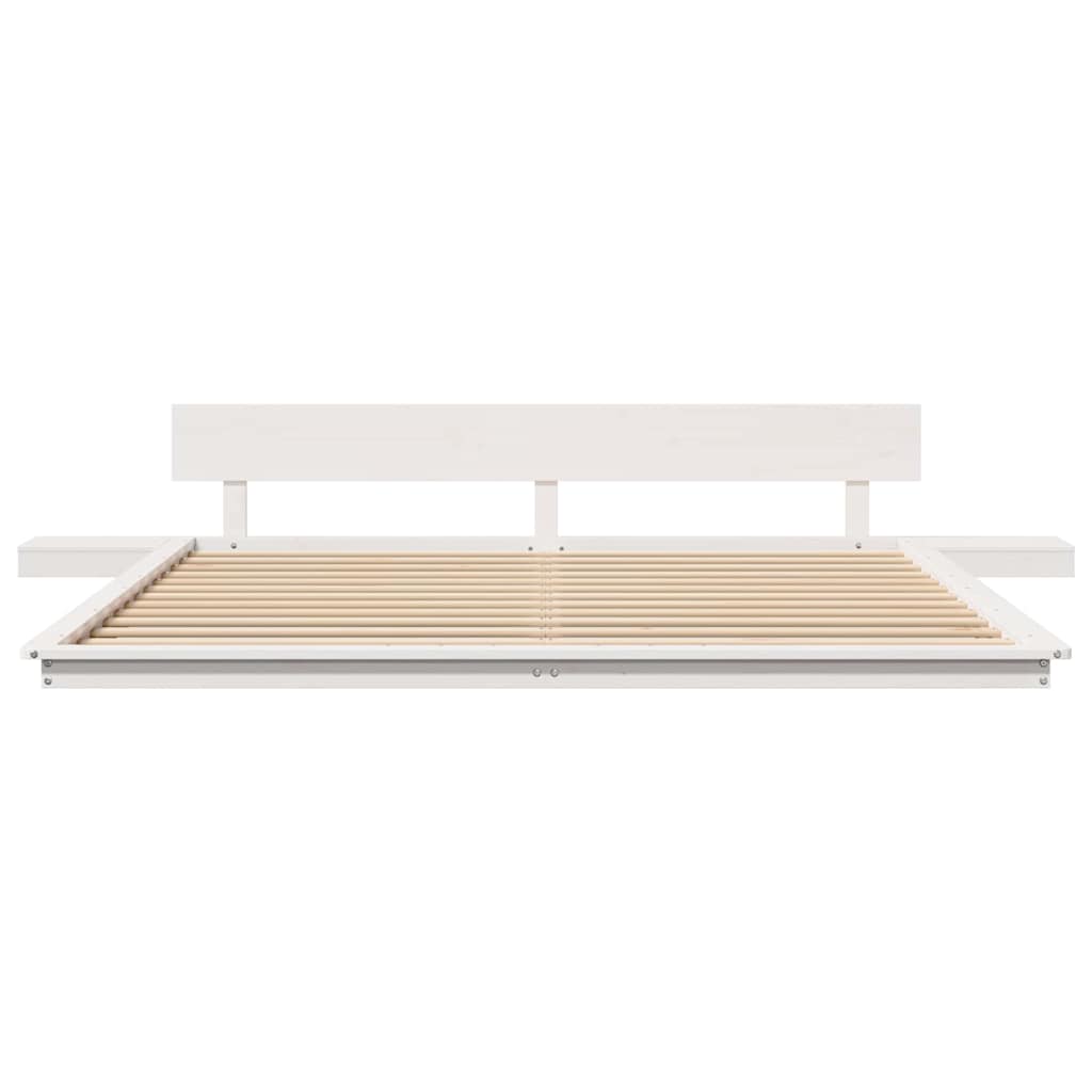 Bedframe met Nachttafels Wit 180x200cm Massief Hout