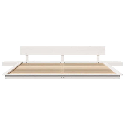Bedframe met Nachttafels Wit 180x200cm Massief Hout