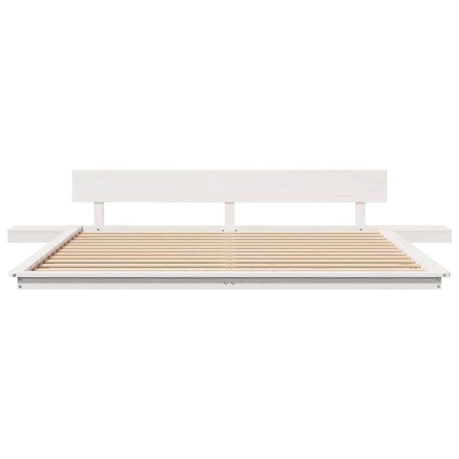 Bedframe met Nachttafels Wit 180x200cm Massief Hout