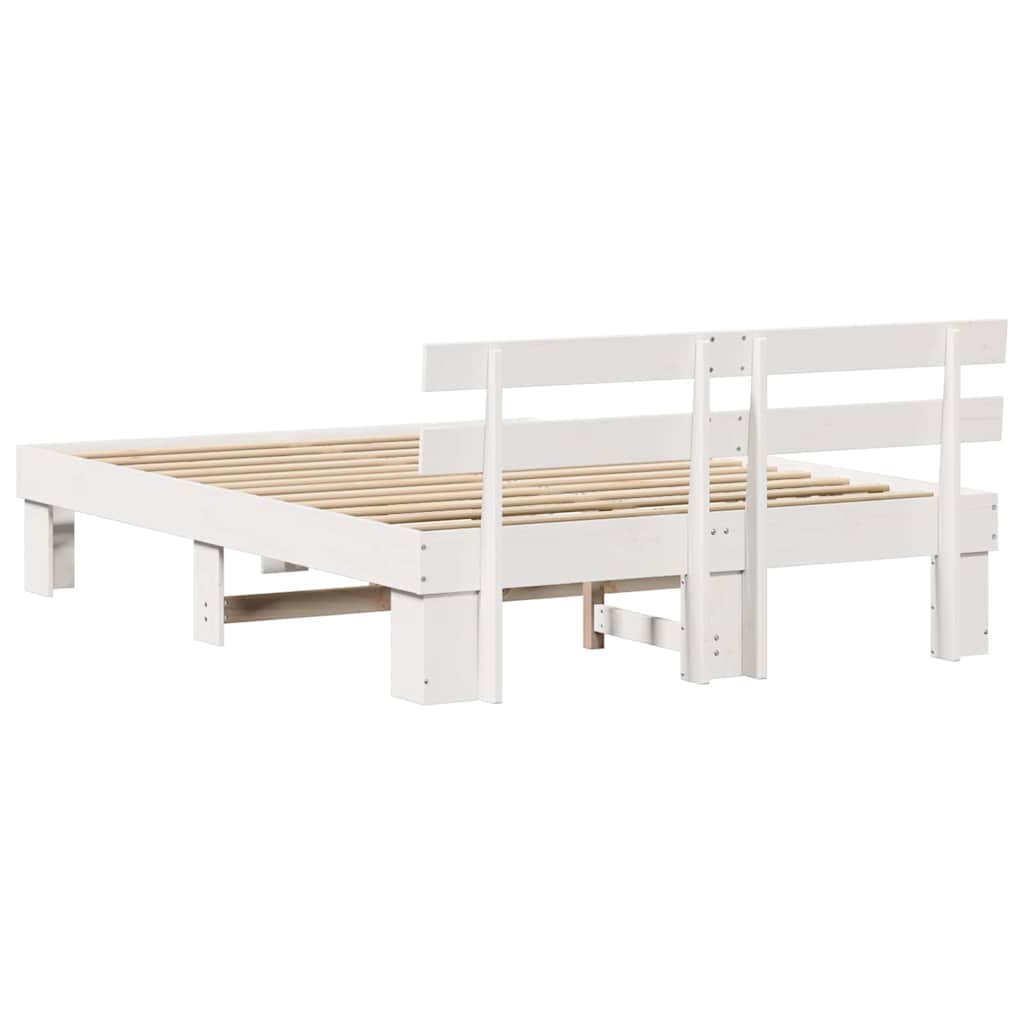 Bedframe met hoofdeinde Wit 140 x 200 cm Massief grenenhout