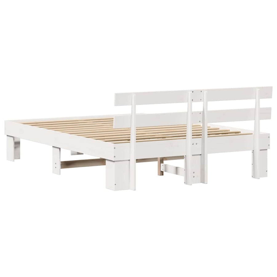 Bedframe met hoofdeinde Wit 140 x 200 cm Massief grenenhout
