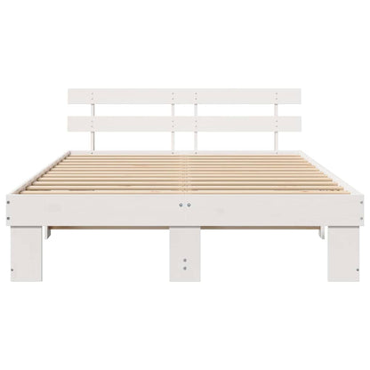 Bedframe met hoofdeinde Wit 140 x 200 cm Massief grenenhout