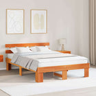 Bedframe 140x200 cm massief grenenhout wasbruin