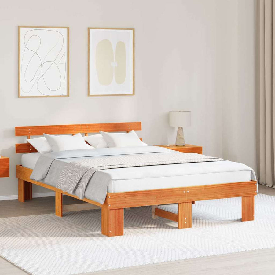 Bedframe Wasbruin 140 x 200 cm Massief grenenhout