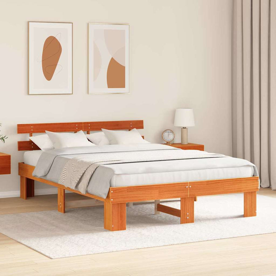 Bedframe Wasbruin 140 x 200 cm Massief grenenhout