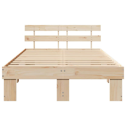 Bedframe met hoofdeinde Naturel 120 x 200 cm Massief grenenhout