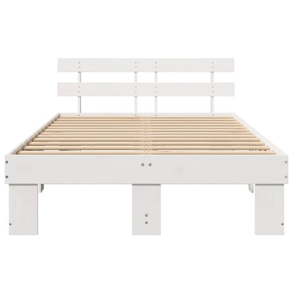 Bedframe met hoofdeinde Wit 120 x 200 cm Massief grenenhout