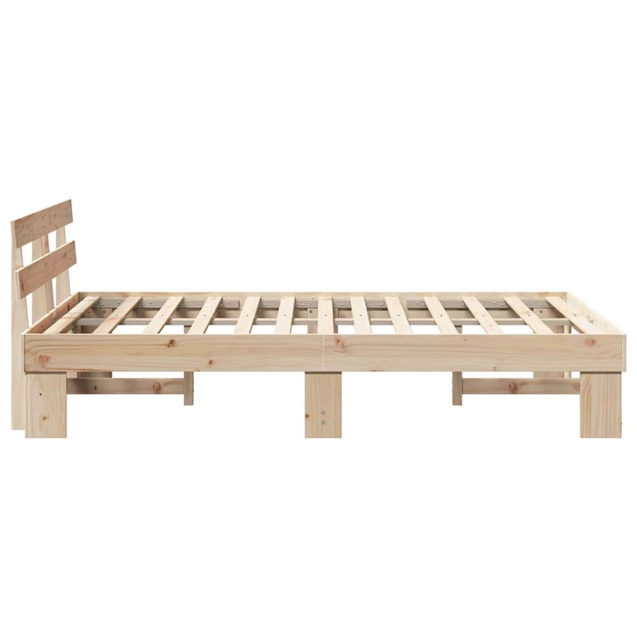 Bedframe met hoofdeinde Naturel 140 x 190 cm Massief grenenhout
