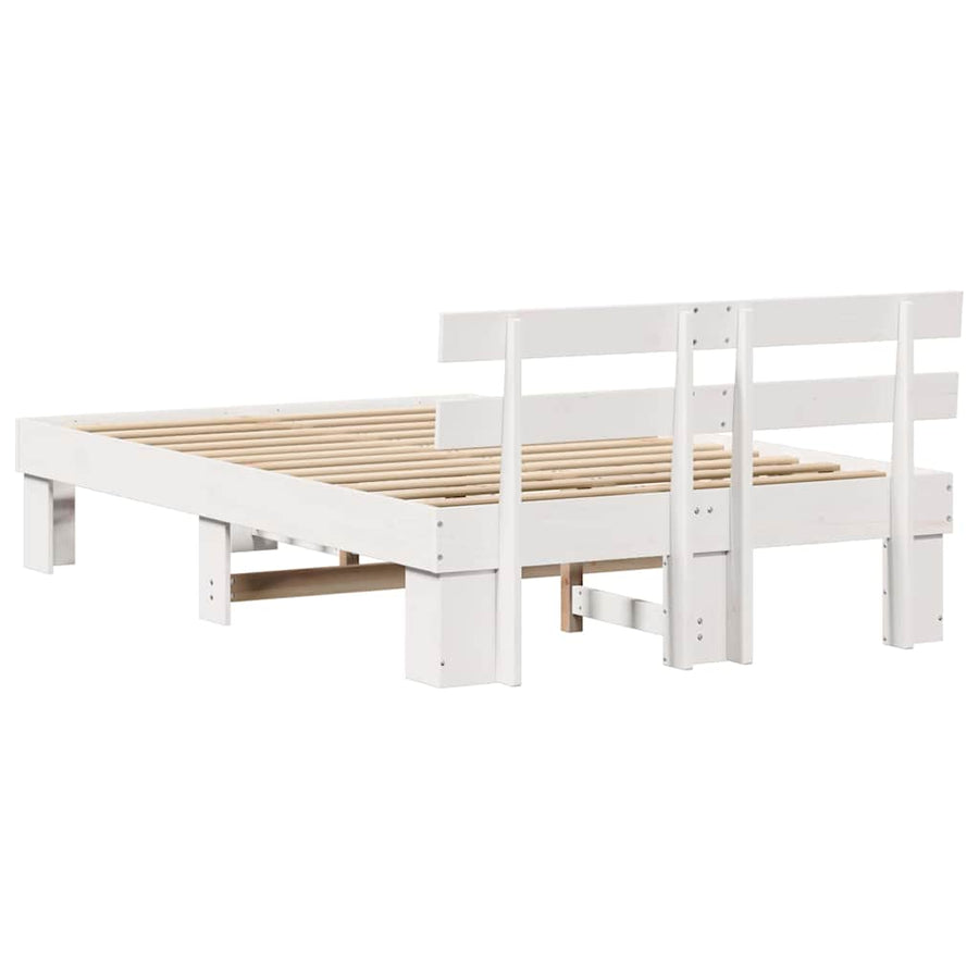 Bedframe met hoofdeinde Wit 140 x 190 cm Massief grenenhout