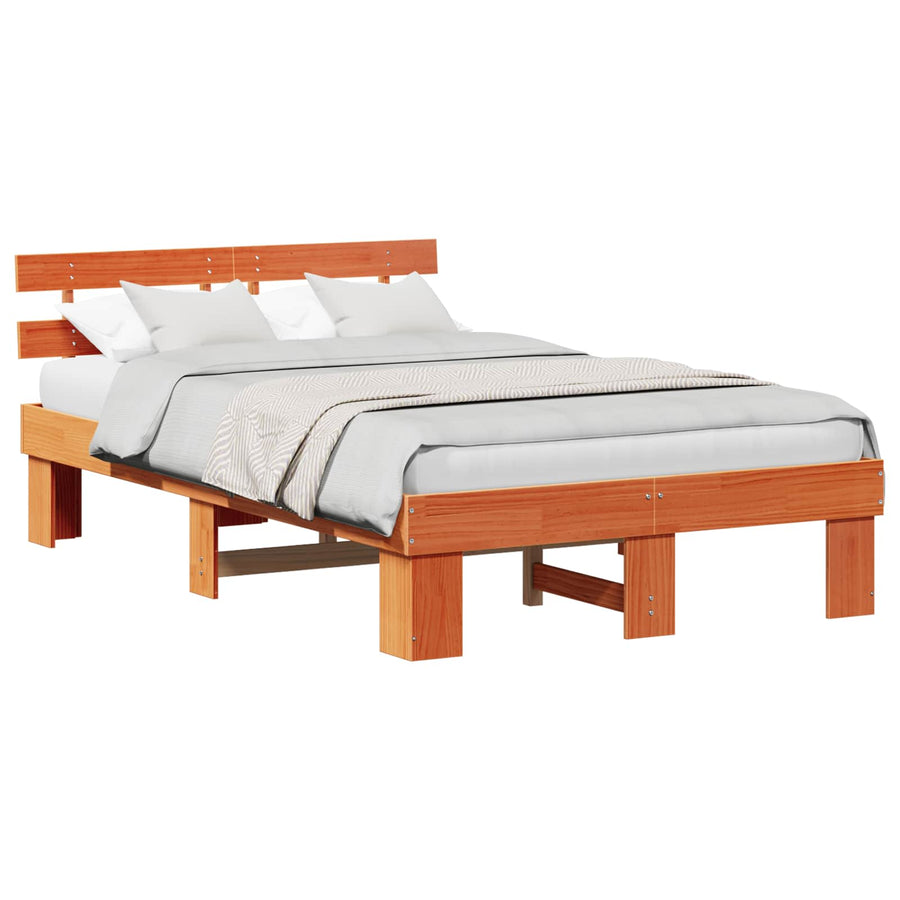 Bedframe Wasbruin 135 x 190 cm Massief grenenhout