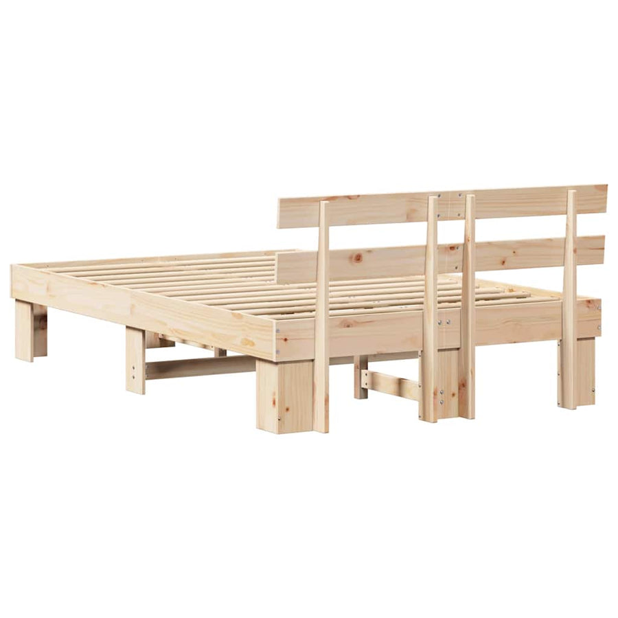 Bedframe met hoofdeinde Naturel 120 x 190 cm Massief grenenhout