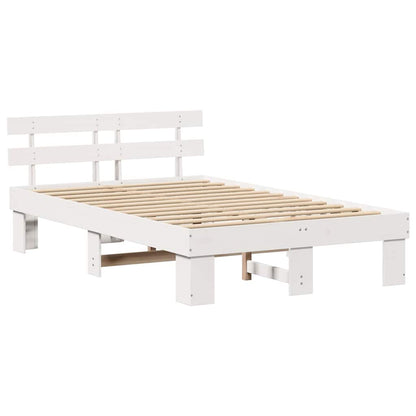 Bedframe met hoofdeinde Wit 120 x 190 cm Massief grenenhout