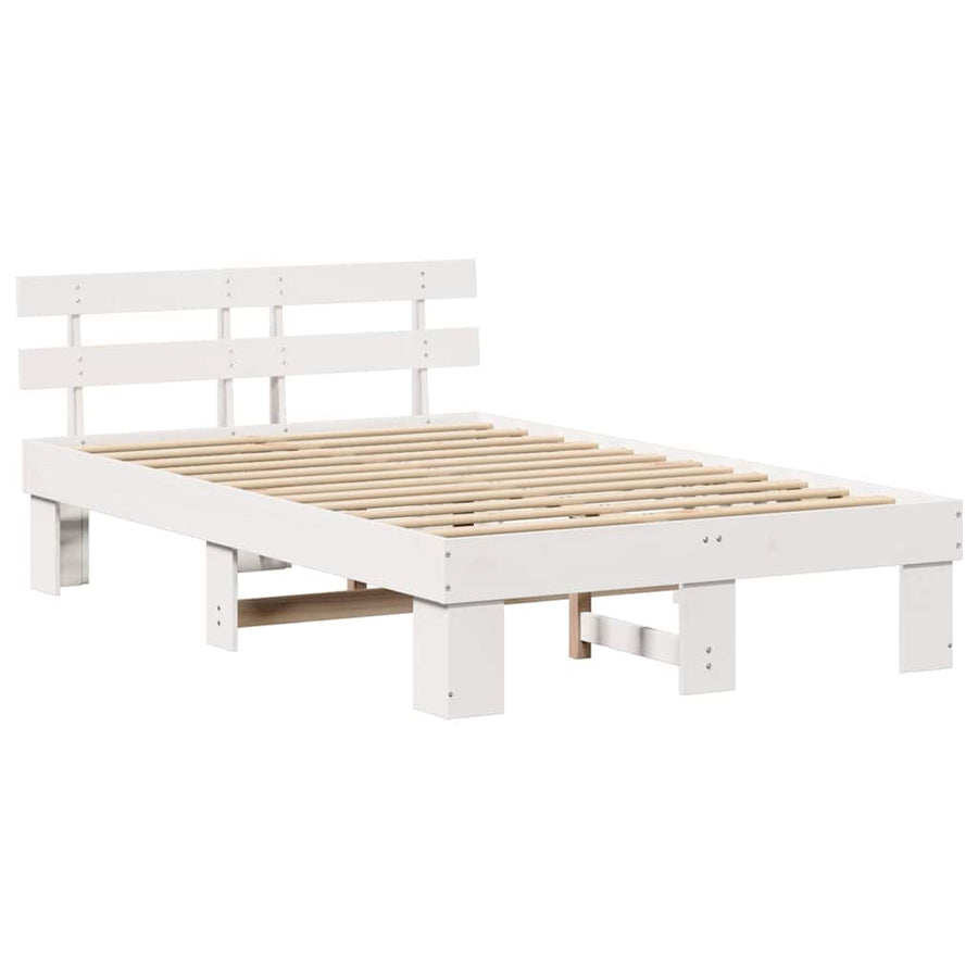 Bedframe met hoofdeinde Wit 120 x 190 cm Massief grenenhout