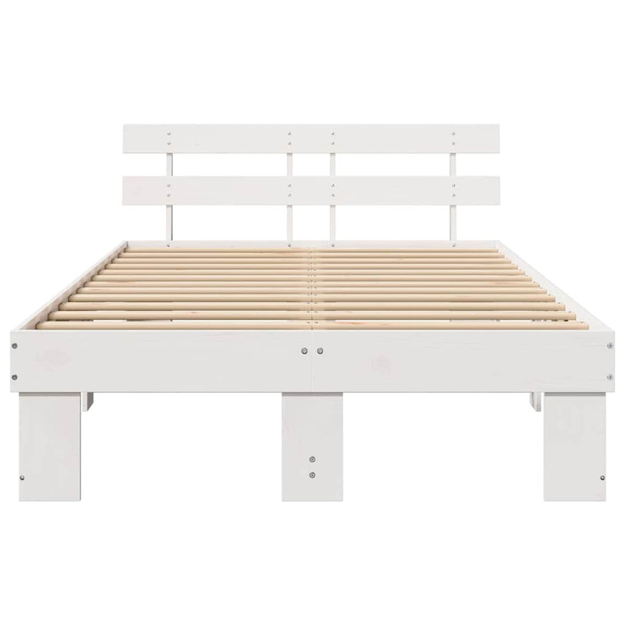 Bedframe met hoofdeinde Wit 120 x 190 cm Massief grenenhout