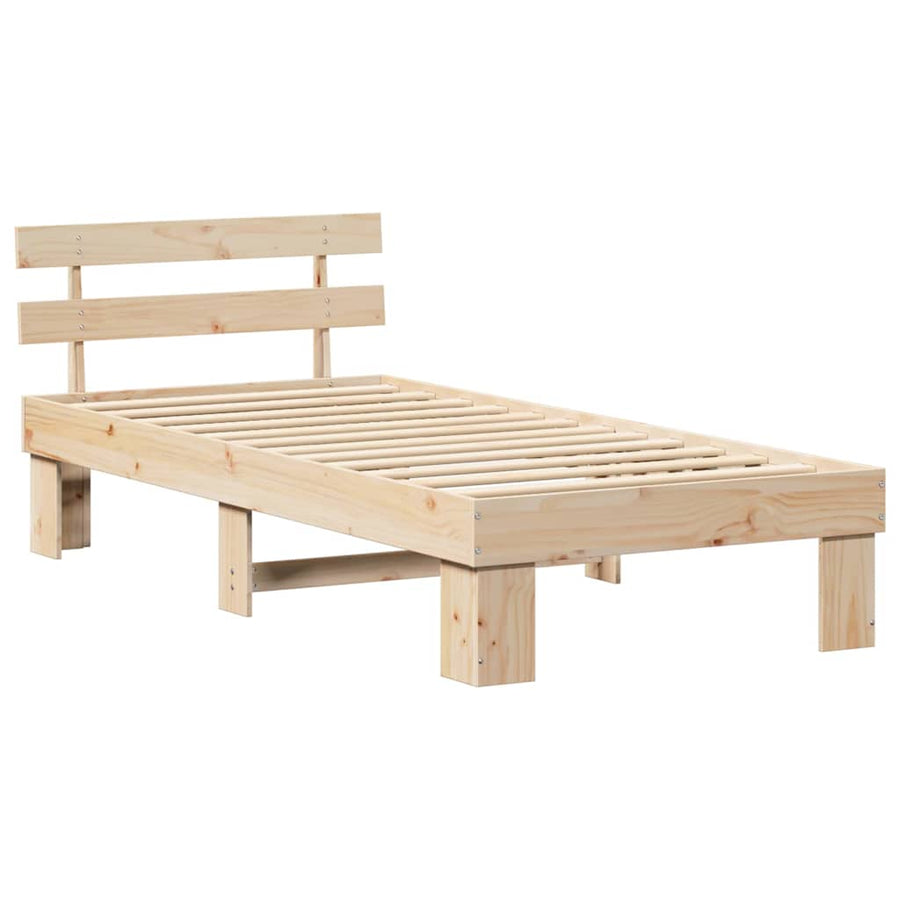 Bedframe met hoofdeinde Naturel 100 x 200 cm Massief grenenhout