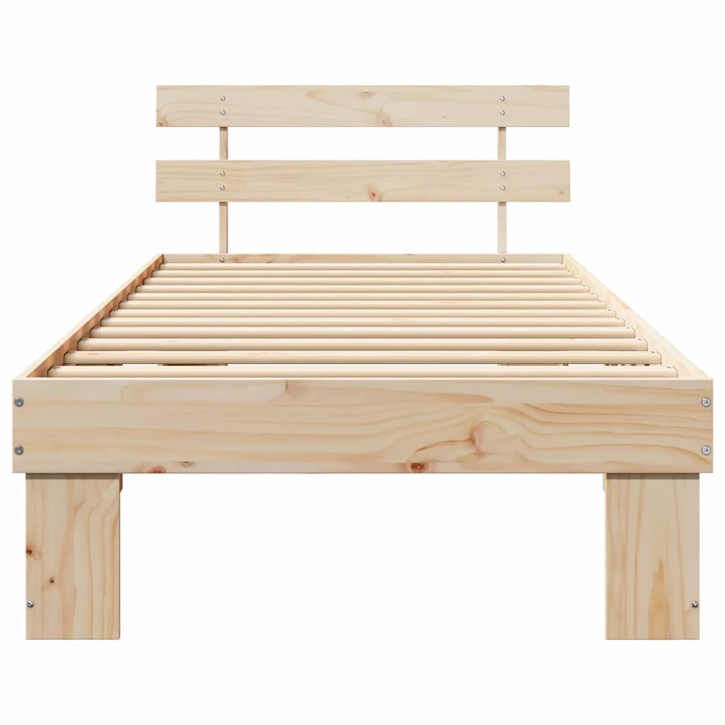Bedframe met hoofdeinde Naturel 100 x 200 cm Massief grenenhout