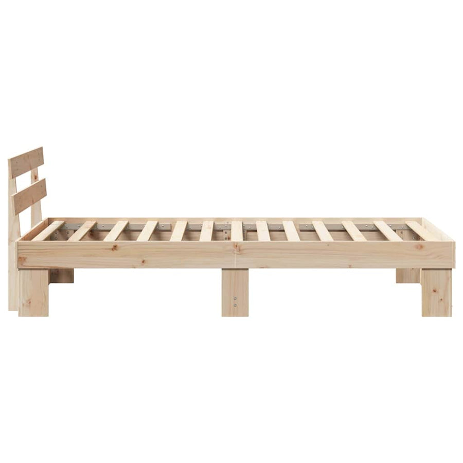 Bedframe met hoofdeinde Naturel 100 x 200 cm Massief grenenhout