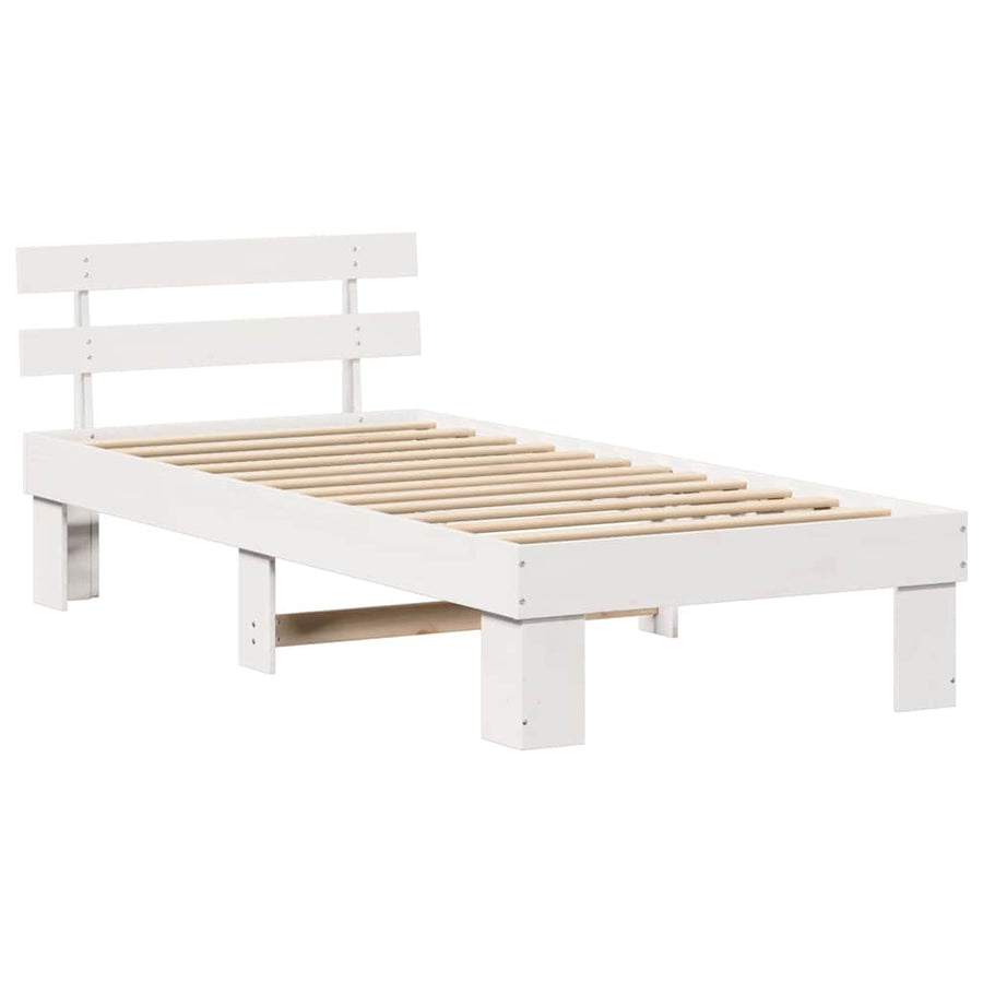 Bedframe met hoofdeinde Wit 100 x 200 cm Massief grenenhout