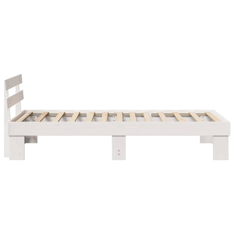 Bedframe met hoofdeinde Wit 100 x 200 cm Massief grenenhout
