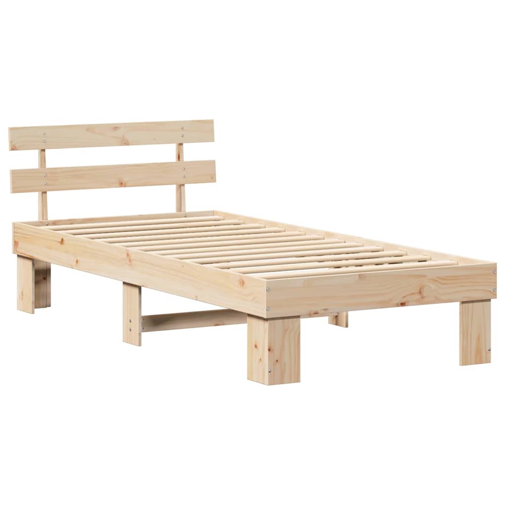 Bedframe met hoofdeinde Naturel 90 x 200 cm Massief grenenhout