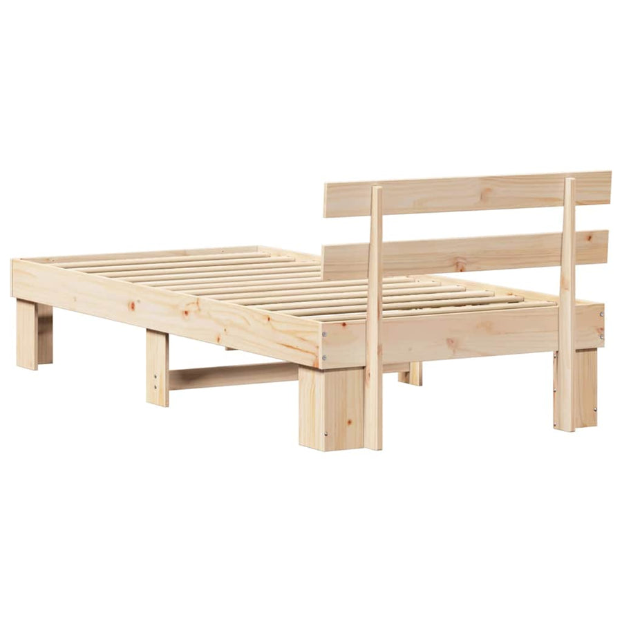 Bedframe met hoofdeinde Naturel 90 x 200 cm Massief grenenhout