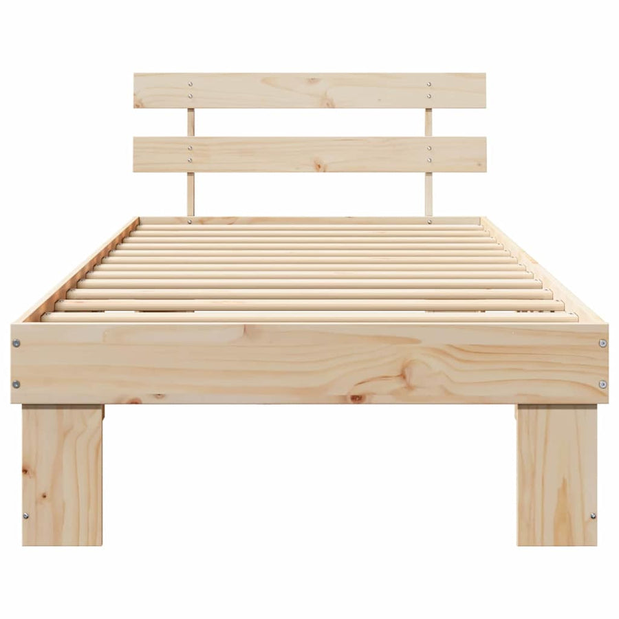 Bedframe met hoofdeinde Naturel 90 x 200 cm Massief grenenhout