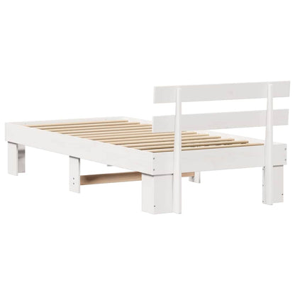 Bedframe met hoofdeinde Wit 90 x 200 cm Massief grenenhout
