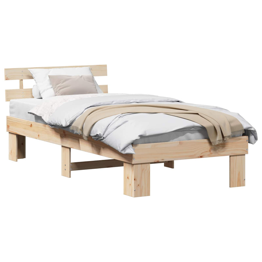 Bedframe met hoofdeinde Naturel 80 x 200 cm Massief grenenhout