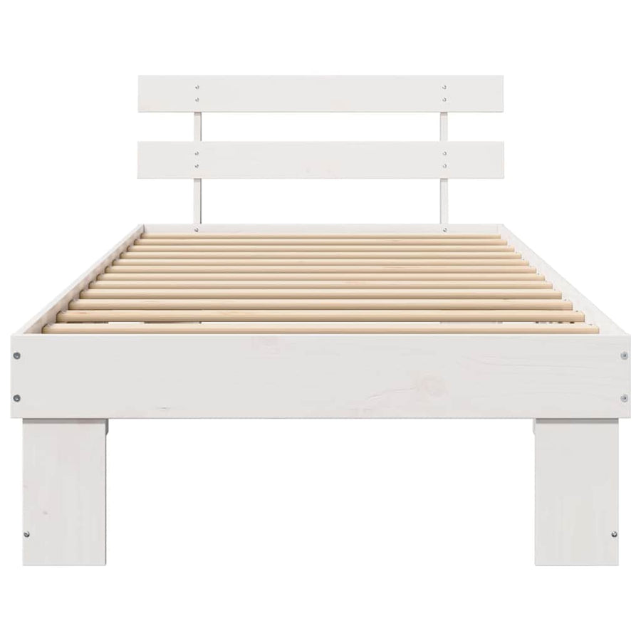 Bedframe met hoofdeinde Wit 80 x 200 cm Massief grenenhout