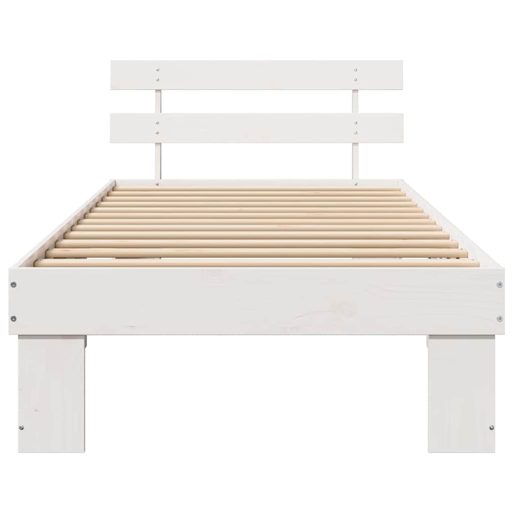 Bedframe met hoofdeinde Wit 90 x 190 cm Massief grenenhout