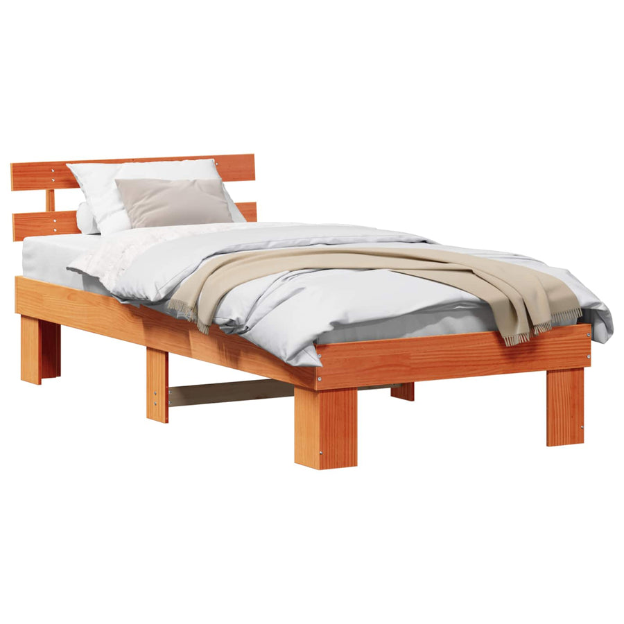 Bedframe met hoofdeinde Wasbruin 90 x 190 cm Massief grenenhout