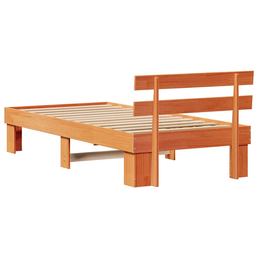 Bedframe met hoofdeinde Wasbruin 90 x 190 cm Massief grenenhout