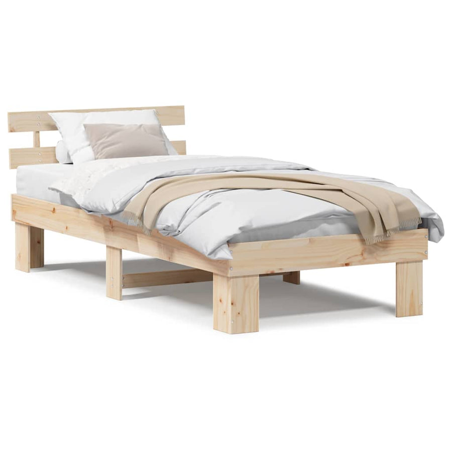 Bedframe met hoofdeinde 75x190 cm van massief grenenhout