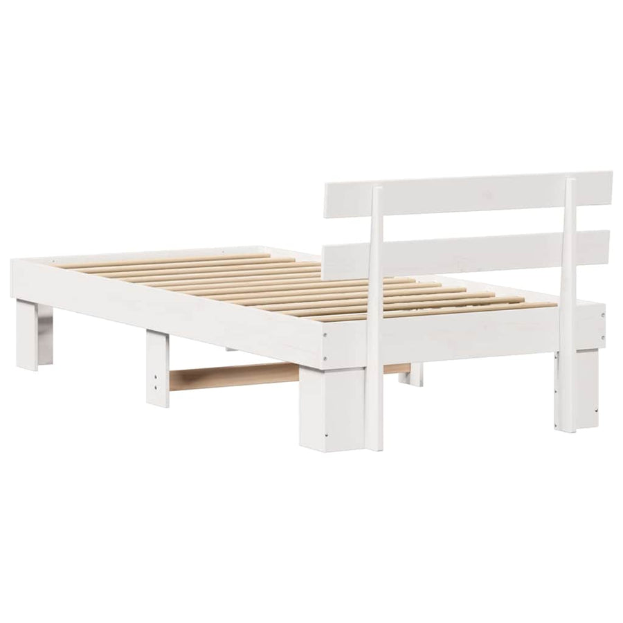 Bedframe met hoofdeinde Wit 75 x 190 cm Massief grenenhout