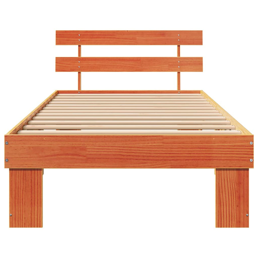 Bedframe met hoofdeinde Wasbruin 75 x 190 cm Massief grenenhout