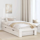 Bed frame with headboard White 100 x 200 cm Solid pine wood